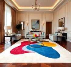 Handcrafted Color Block Abstract Modern Living Rug